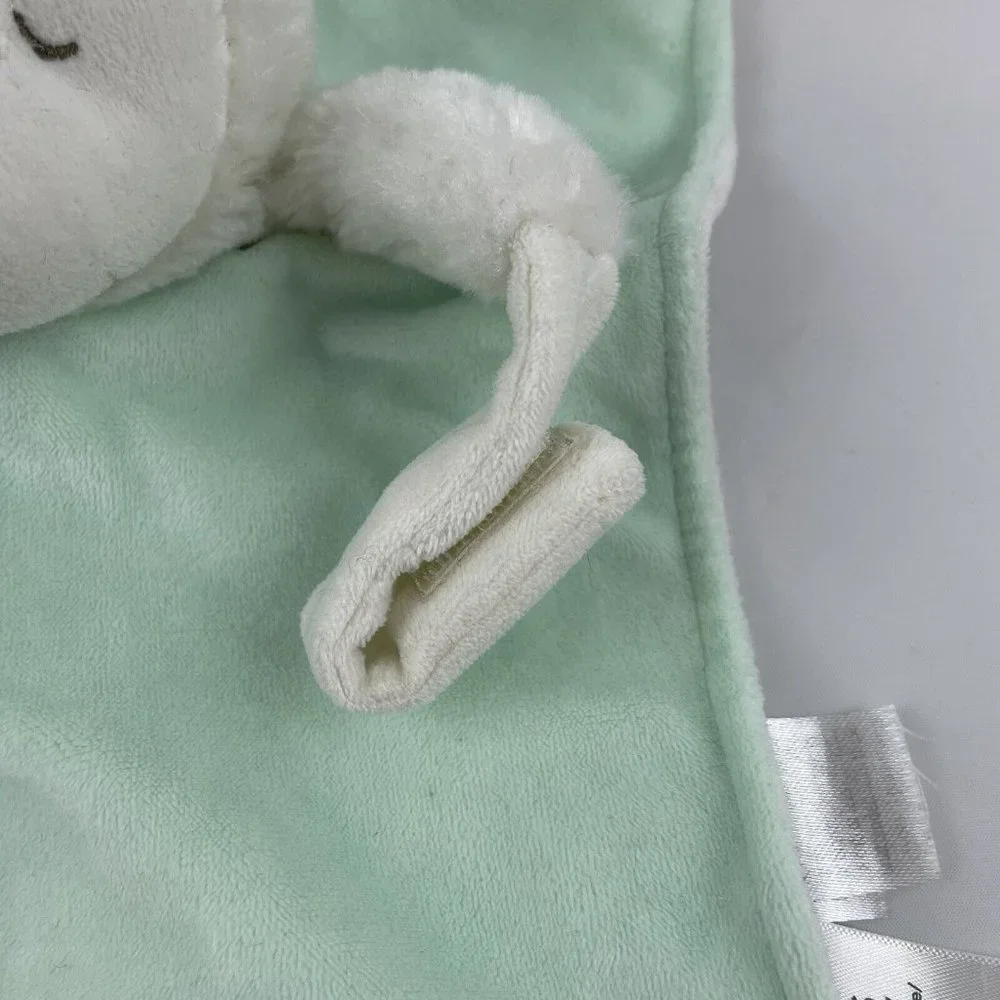 Carters Green White Sheep Lamb 16" Lovey Pacifier Holder Security Blanket Rattle - Picture 3 of 7